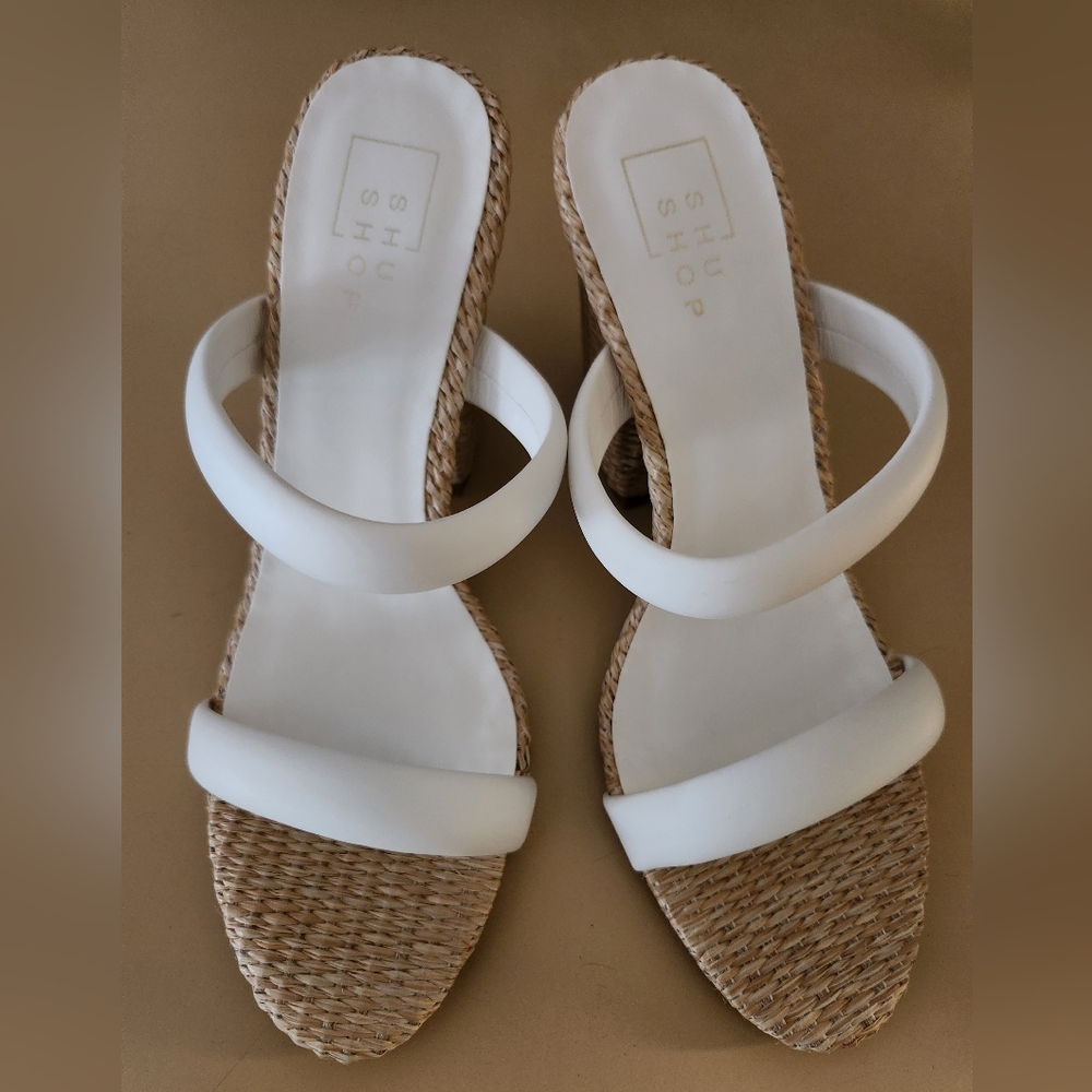 ShuShop Gardenia Wicker Block Heel Slide Sandal - NIB - Picture 5 of 15